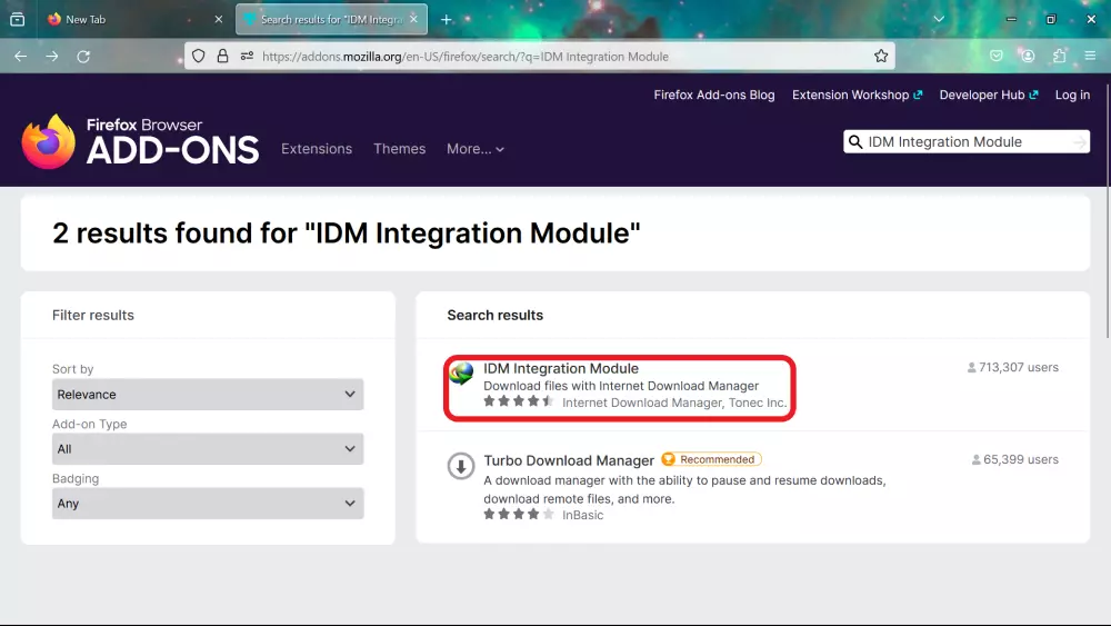 Add IDM Extension in Firefox