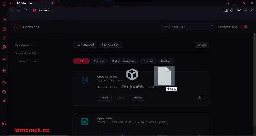 Add IDM Extension In Opera GX