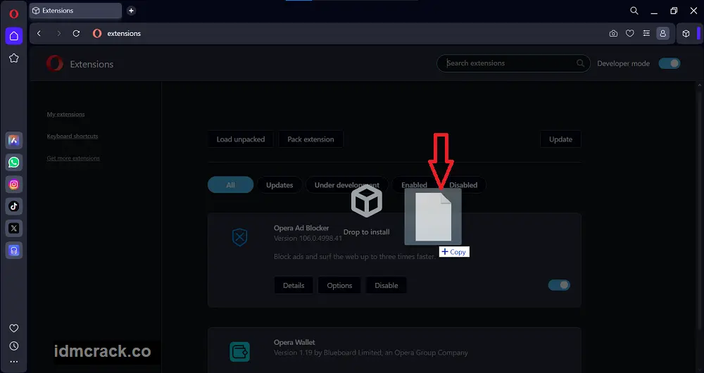 Add IDM Extension In Opera