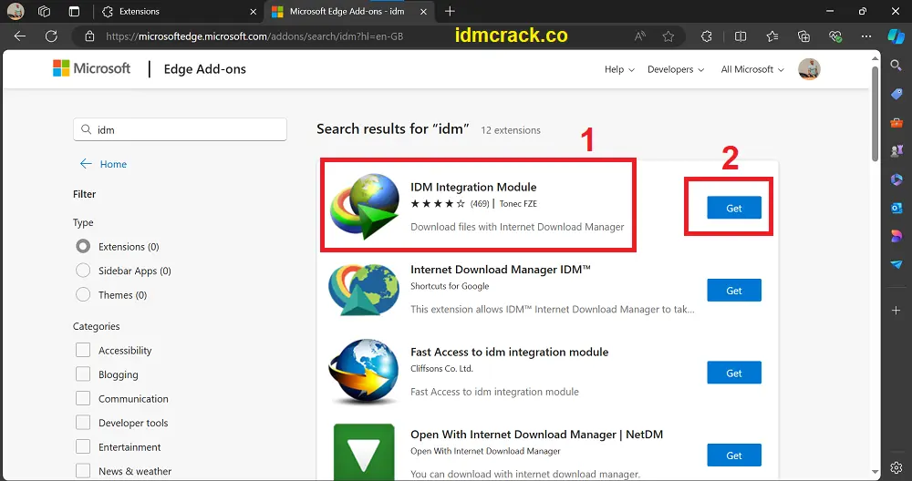 Add IDM Extension in Microsoft Edge