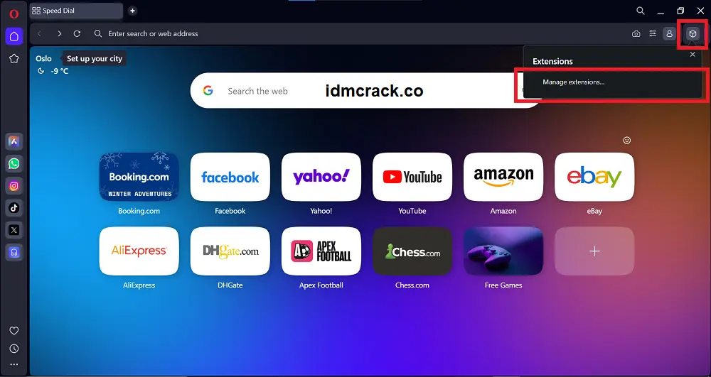 Add IDM Extension In Opera